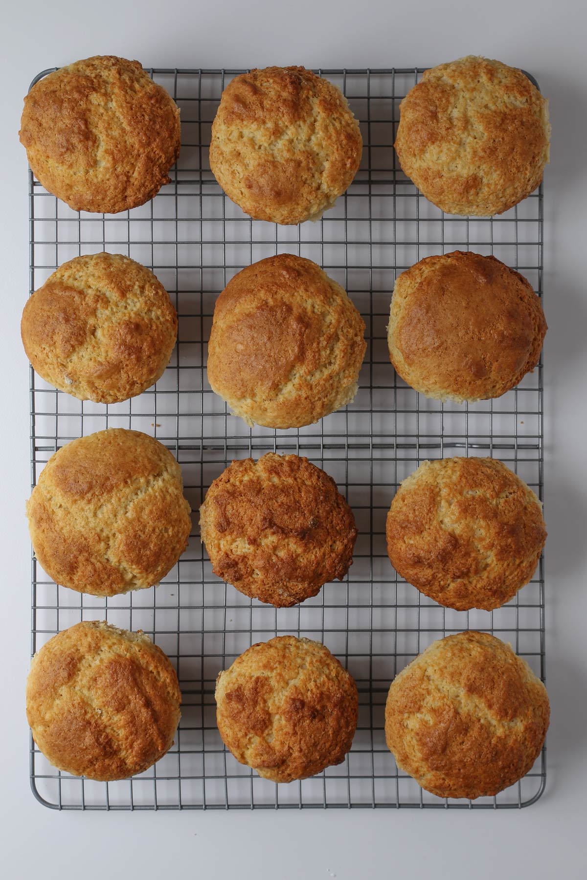 baked muffins cooling on a rack.